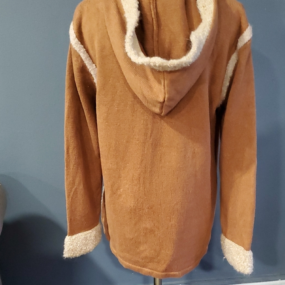 Vtg Storybook Knits Tan Teddy Jacket sweater with zipper and hoody. - Picture 12 of 17